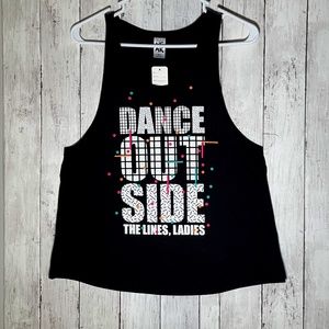 Zumba Dance Outside the Lines Loose Tank - Bold Black Spicey Small